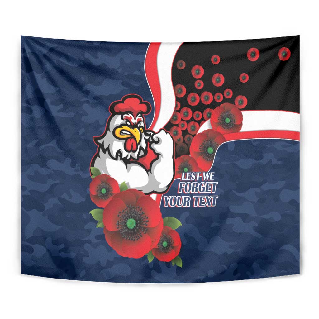 Sydney Roosters ANZAC Personalised Tapestry Lest We Forget Poppy Camo