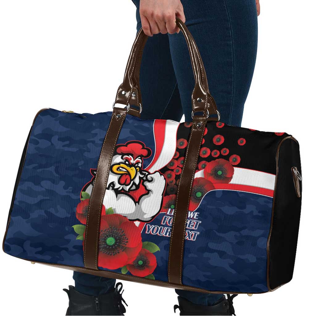 Sydney Roosters ANZAC Personalised Travel Bag Lest We Forget Poppy Camo