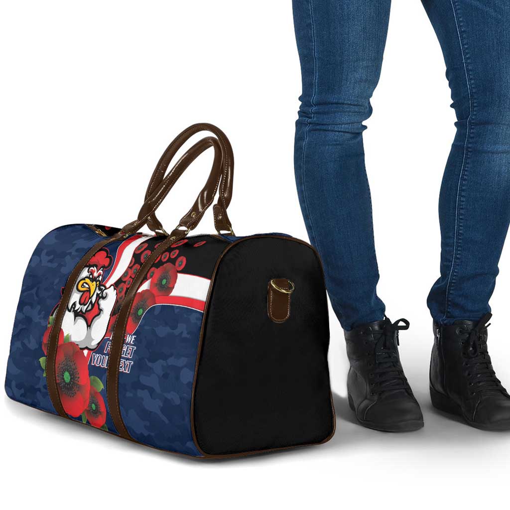 Sydney Roosters ANZAC Personalised Travel Bag Lest We Forget Poppy Camo
