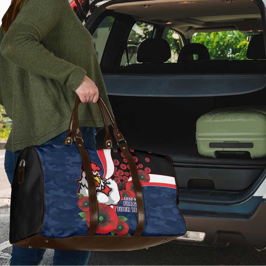 Sydney Roosters ANZAC Personalised Travel Bag Lest We Forget Poppy Camo