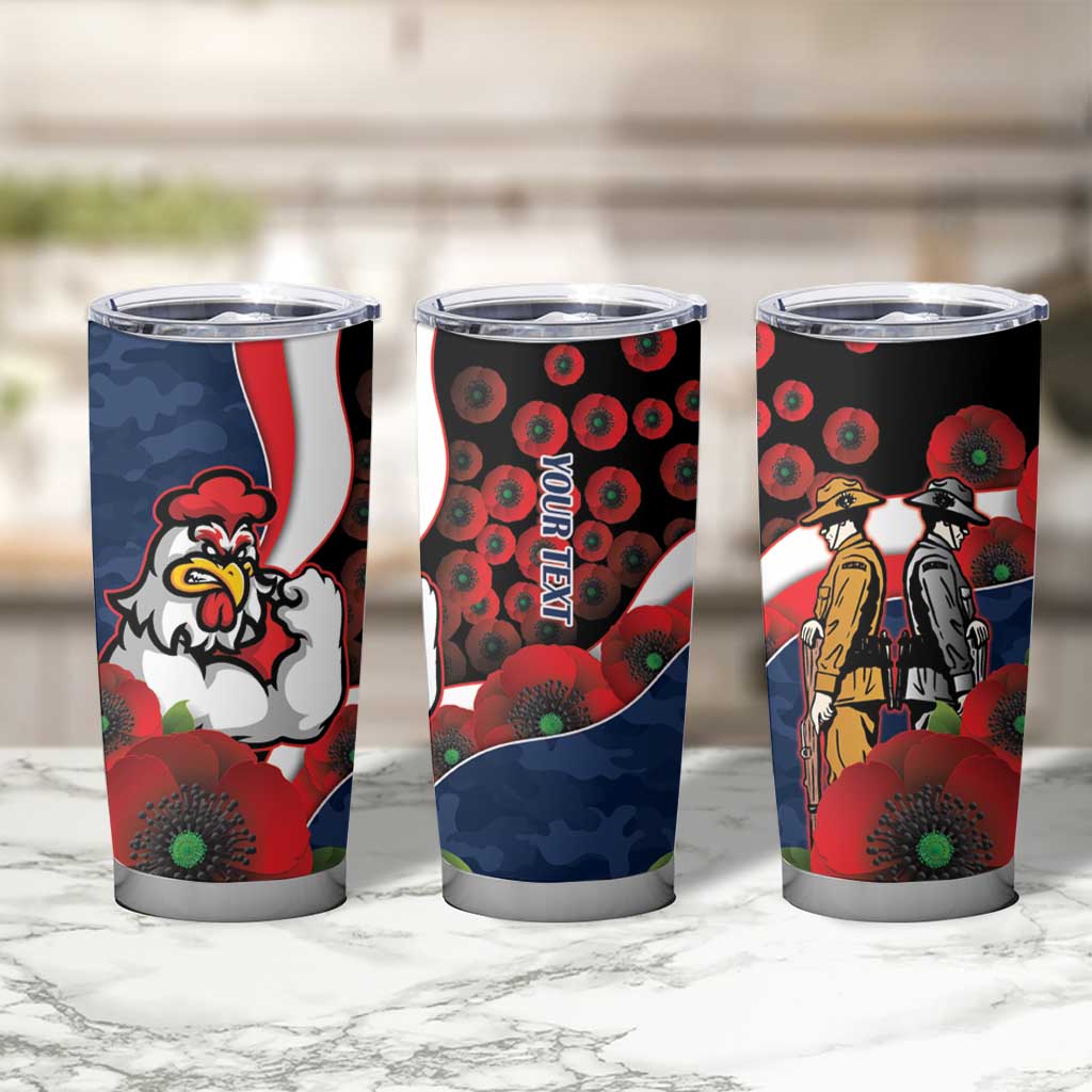 Sydney Roosters ANZAC Personalised Tumbler Cup Lest We Forget Poppy Camo