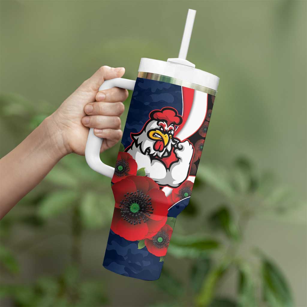 Sydney Roosters ANZAC Personalised Tumbler With Handle Lest We Forget Poppy Camo