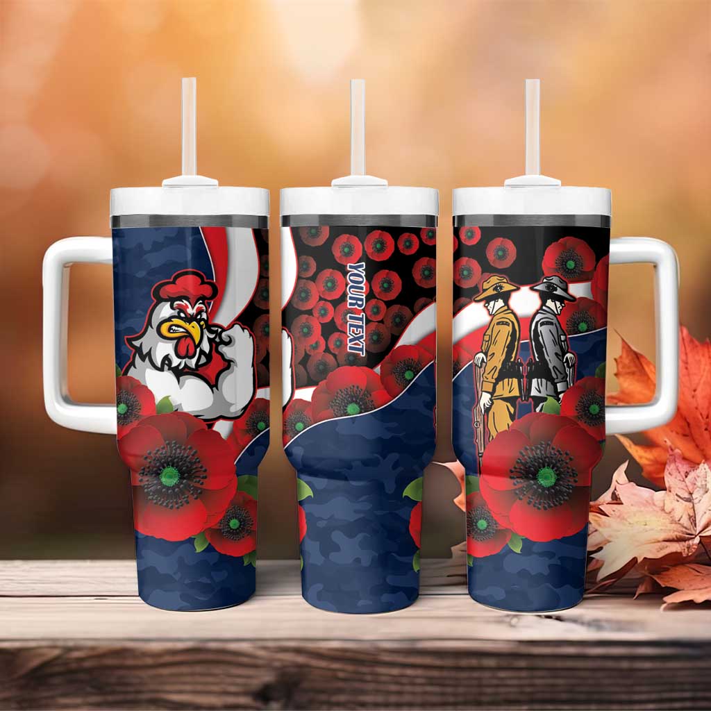 Sydney Roosters ANZAC Personalised Tumbler With Handle Lest We Forget Poppy Camo