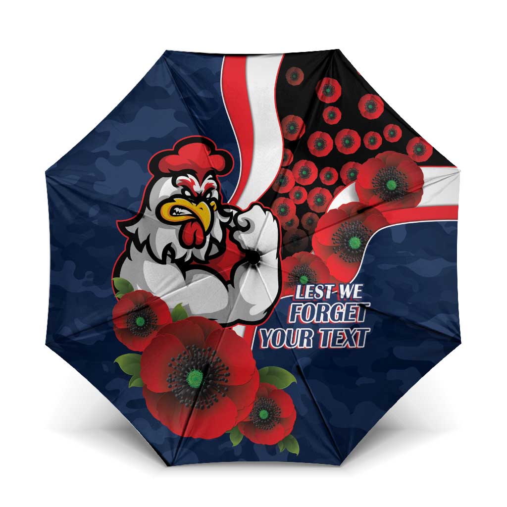 Sydney Roosters ANZAC Personalised Umbrella Lest We Forget Poppy Camo