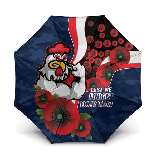 Sydney Roosters ANZAC Personalised Umbrella Lest We Forget Poppy Camo