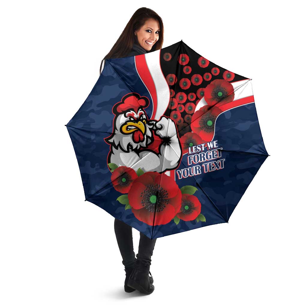 Sydney Roosters ANZAC Personalised Umbrella Lest We Forget Poppy Camo