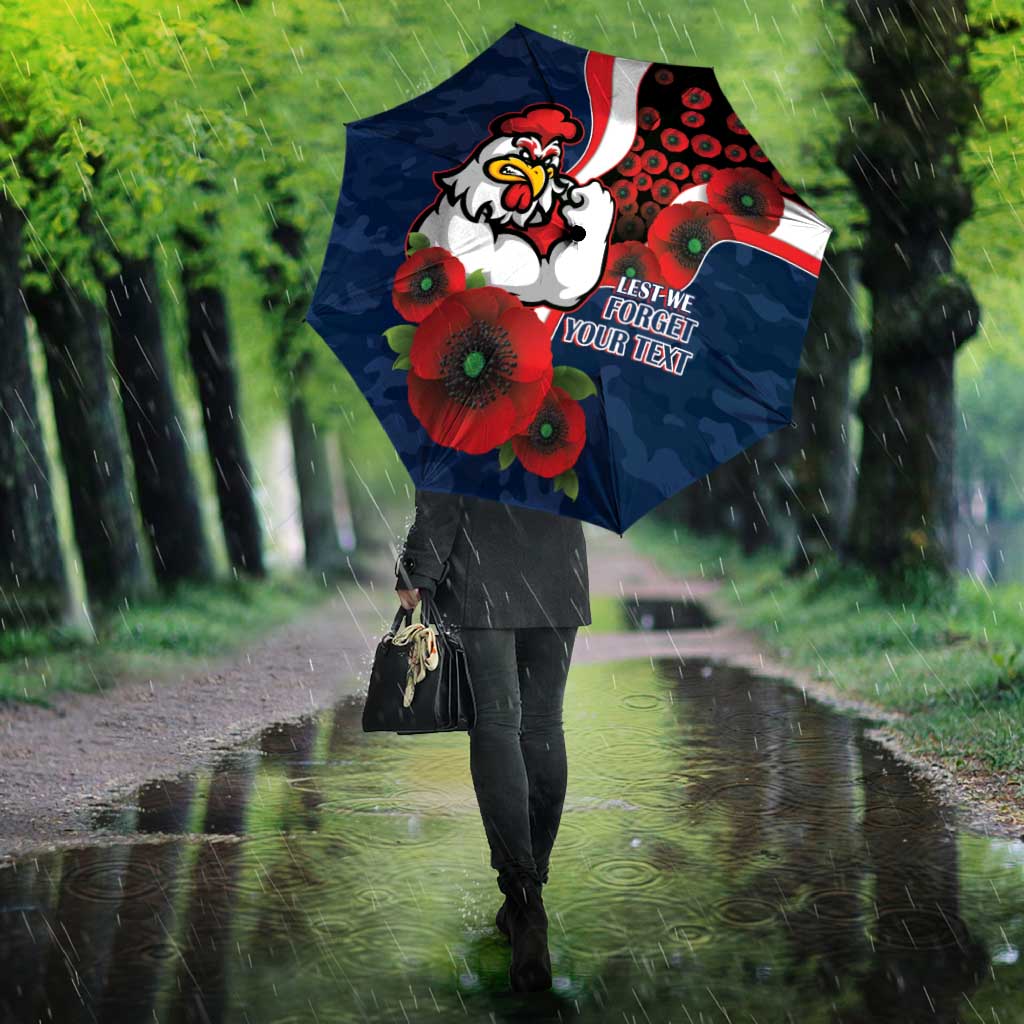 Sydney Roosters ANZAC Personalised Umbrella Lest We Forget Poppy Camo