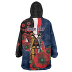 Sydney Roosters ANZAC Personalised Wearable Blanket Hoodie Lest We Forget Poppy Camo