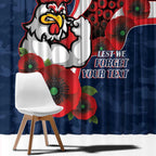 Sydney Roosters ANZAC Personalised Window Curtain Lest We Forget Poppy Camo