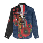 Sydney Roosters ANZAC Personalised Women Casual Shirt Lest We Forget Poppy Camo