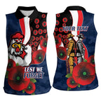 Sydney Roosters ANZAC Personalised Women Sleeveless Polo Shirt Lest We Forget Poppy Camo