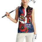 Sydney Roosters ANZAC Personalised Women Sleeveless Polo Shirt Lest We Forget Poppy Camo