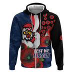 Sydney Roosters ANZAC Personalised Zip Hoodie Lest We Forget Poppy Camo