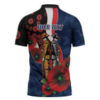 Sydney Roosters ANZAC Personalised Zipper Polo Shirt Lest We Forget Poppy Camo