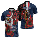 Sydney Roosters ANZAC Personalised Zipper Polo Shirt Lest We Forget Poppy Camo