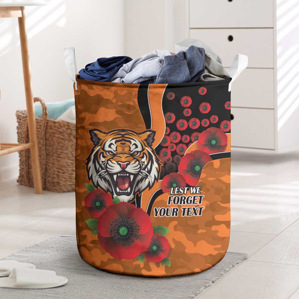 Wests Tigers ANZAC Personalised Laundry Basket Lest We Forget Poppy Camo