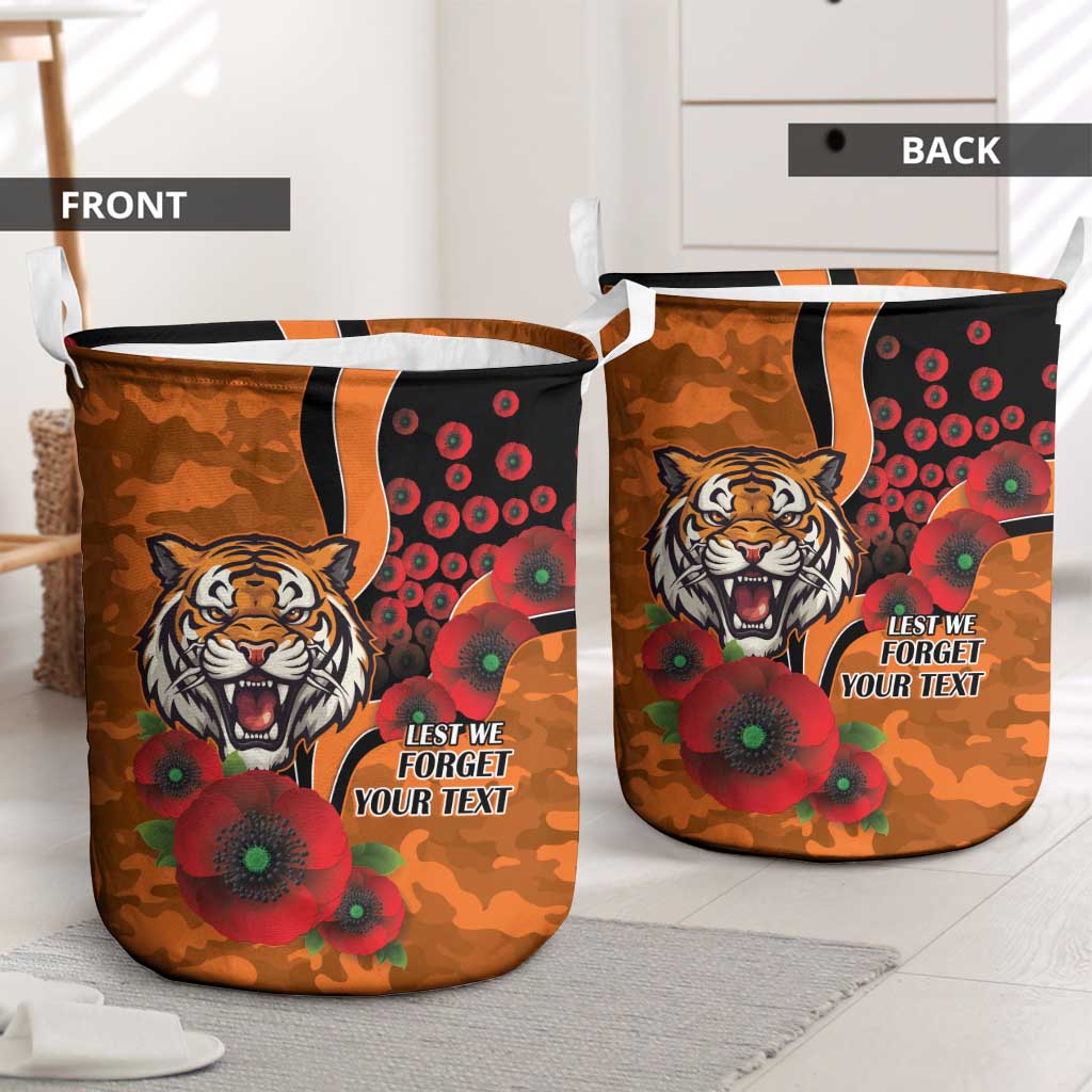 Wests Tigers ANZAC Personalised Laundry Basket Lest We Forget Poppy Camo