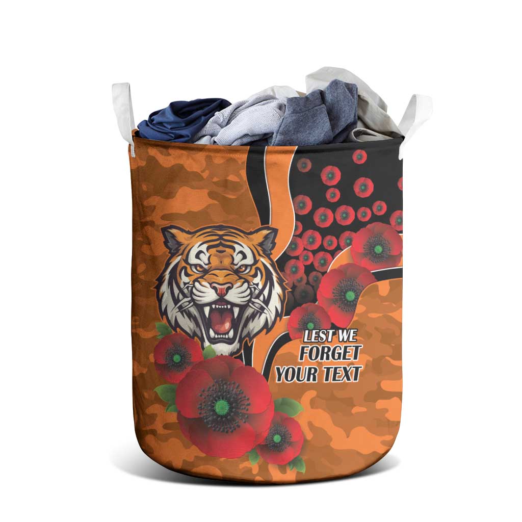 Wests Tigers ANZAC Personalised Laundry Basket Lest We Forget Poppy Camo