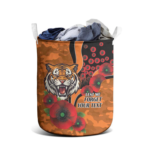 Wests Tigers ANZAC Personalised Laundry Basket Lest We Forget Poppy Camo