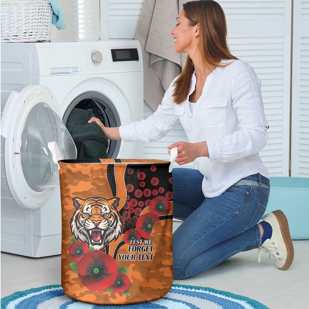 Wests Tigers ANZAC Personalised Laundry Basket Lest We Forget Poppy Camo