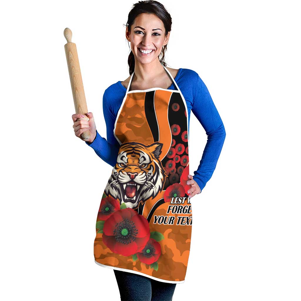 Wests Tigers ANZAC Personalised Apron Lest We Forget Poppy Camo