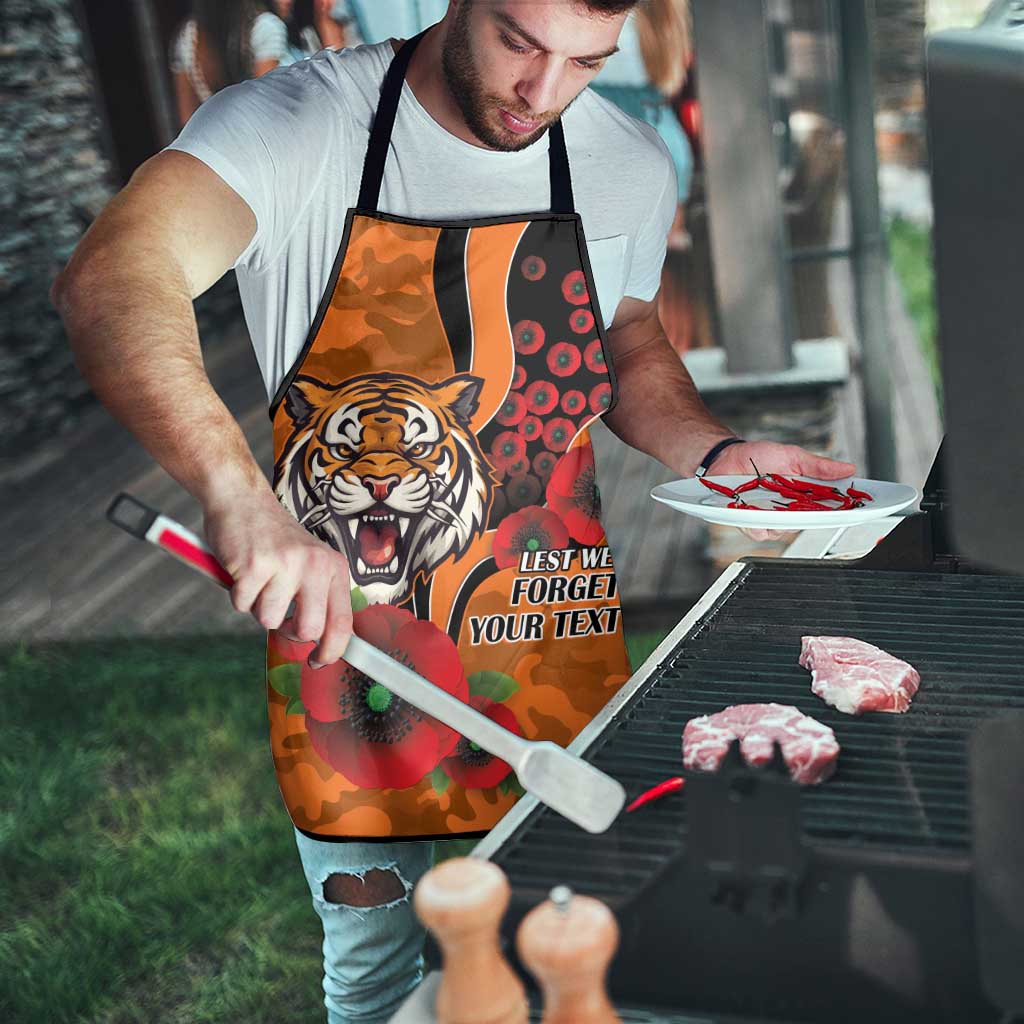 Wests Tigers ANZAC Personalised Apron Lest We Forget Poppy Camo