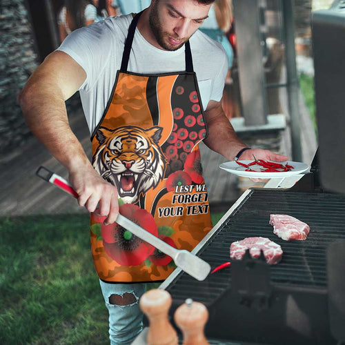 Wests Tigers ANZAC Personalised Apron Lest We Forget Poppy Camo