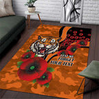 Wests Tigers ANZAC Personalised Area Rug Lest We Forget Poppy Camo
