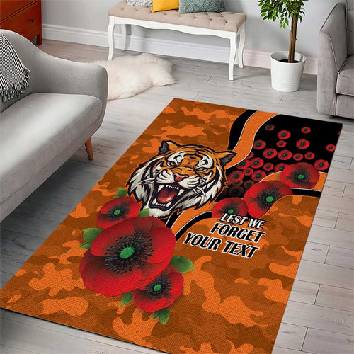 Wests Tigers ANZAC Personalised Area Rug Lest We Forget Poppy Camo