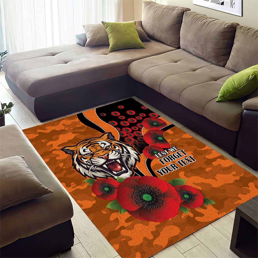 Wests Tigers ANZAC Personalised Area Rug Lest We Forget Poppy Camo