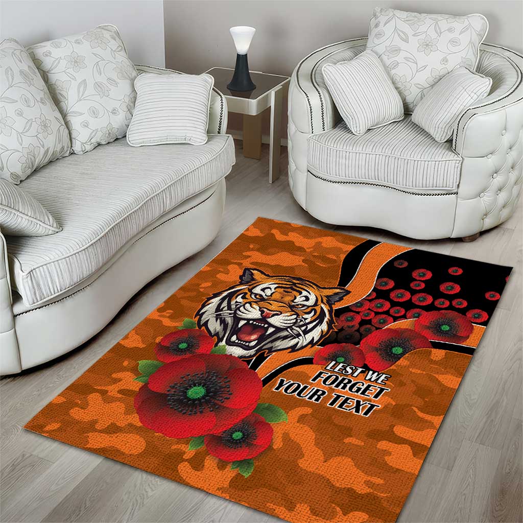 Wests Tigers ANZAC Personalised Area Rug Lest We Forget Poppy Camo