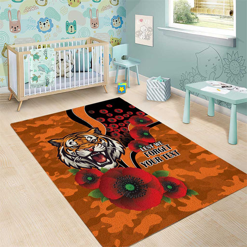 Wests Tigers ANZAC Personalised Area Rug Lest We Forget Poppy Camo