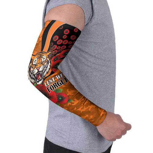 Wests Tigers ANZAC Personalised Arm Sleeves Lest We Forget Poppy Camo