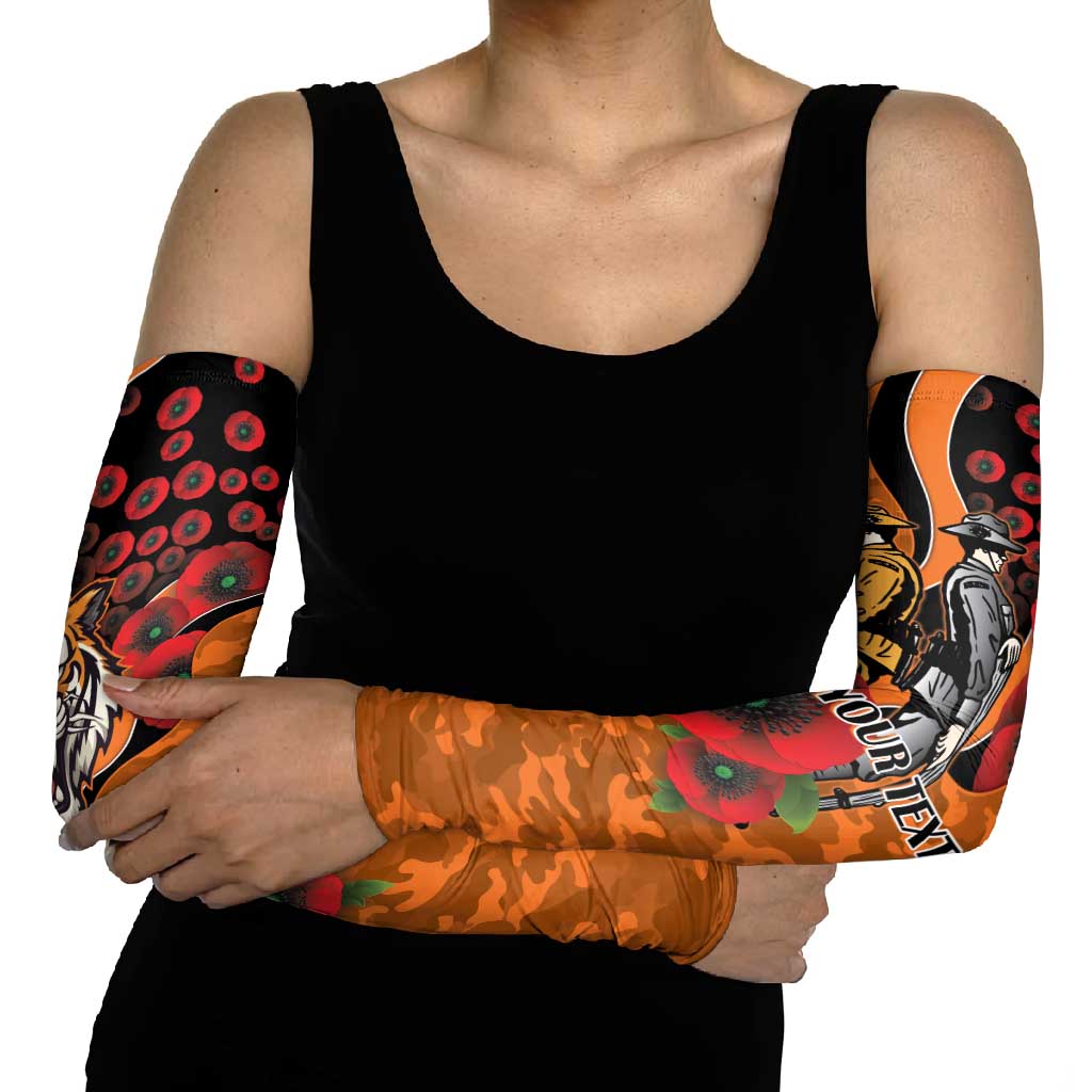 Wests Tigers ANZAC Personalised Arm Sleeves Lest We Forget Poppy Camo