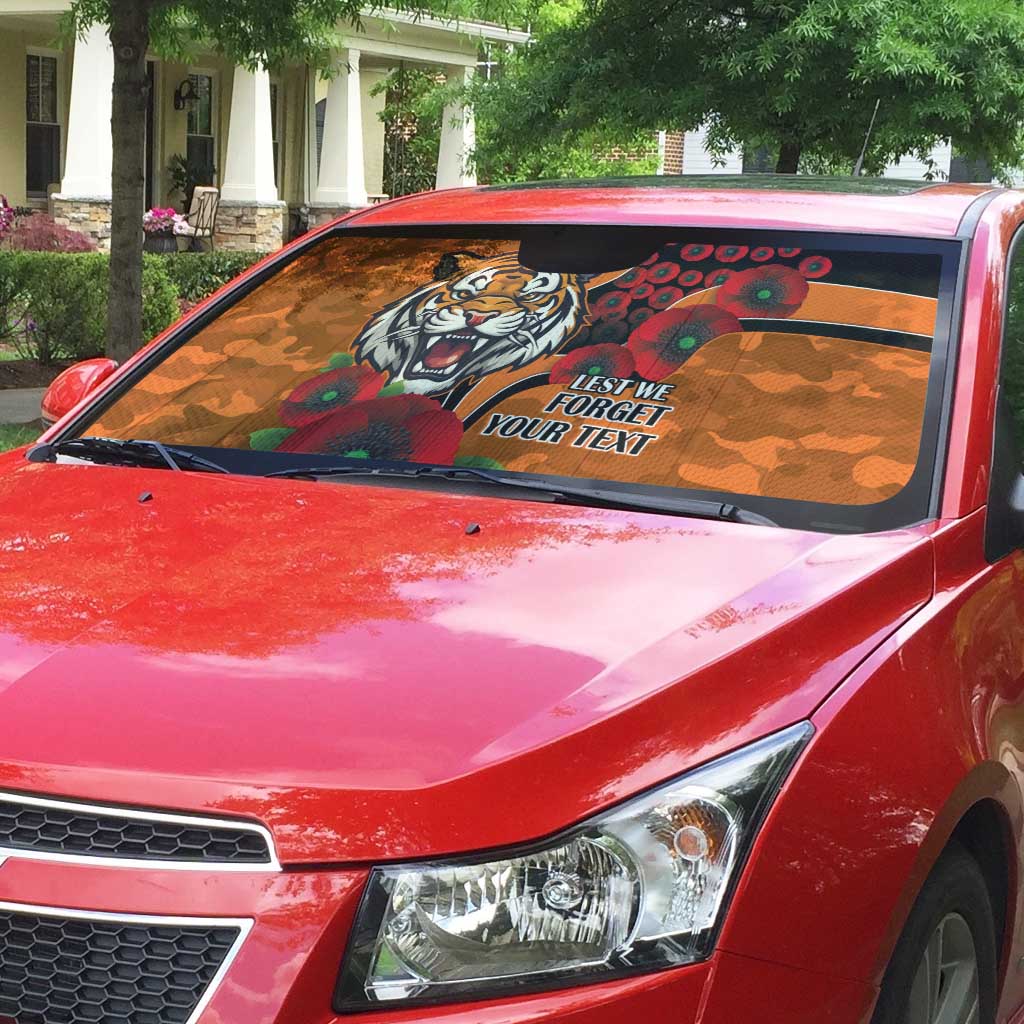 Wests Tigers ANZAC Personalised Auto Sun Shade Lest We Forget Poppy Camo