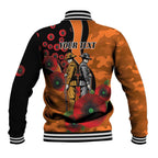 Wests Tigers ANZAC Personalised Baseball Jacket Lest We Forget Poppy Camo