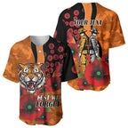 Wests Tigers ANZAC Personalised Baseball Jersey Lest We Forget Poppy Camo
