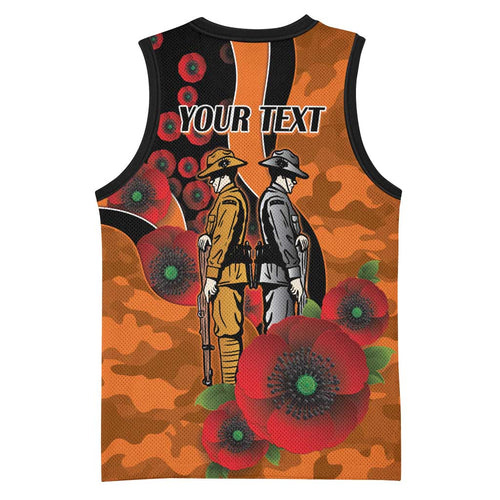 Wests Tigers ANZAC Personalised Basketball Jersey Lest We Forget Poppy Camo