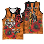 Wests Tigers ANZAC Personalised Basketball Jersey Lest We Forget Poppy Camo