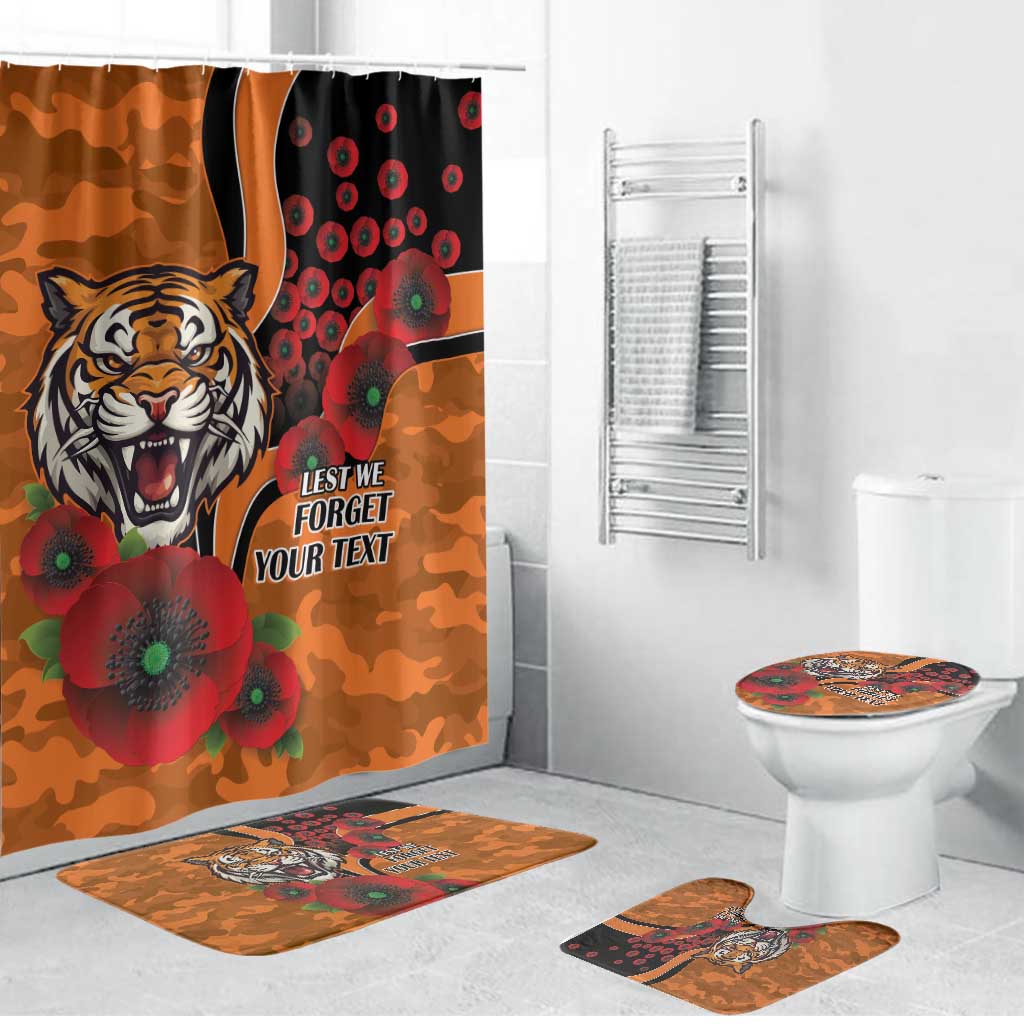 Wests Tigers ANZAC Personalised Bathroom Set Lest We Forget Poppy Camo
