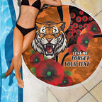 Wests Tigers ANZAC Personalised Beach Blanket Lest We Forget Poppy Camo