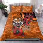 Wests Tigers ANZAC Personalised Bedding Set Lest We Forget Poppy Camo