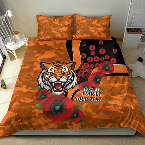 Wests Tigers ANZAC Personalised Bedding Set Lest We Forget Poppy Camo