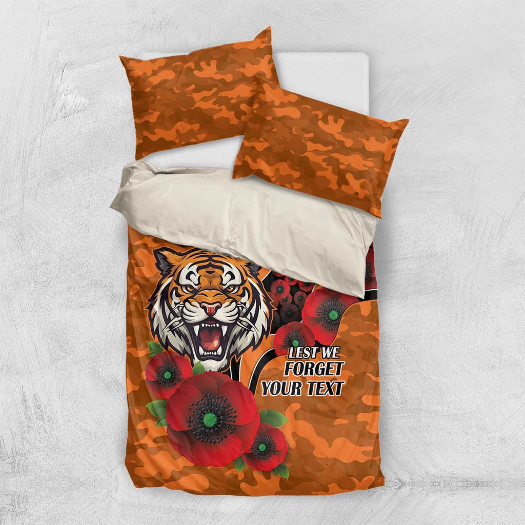 Wests Tigers ANZAC Personalised Bedding Set Lest We Forget Poppy Camo