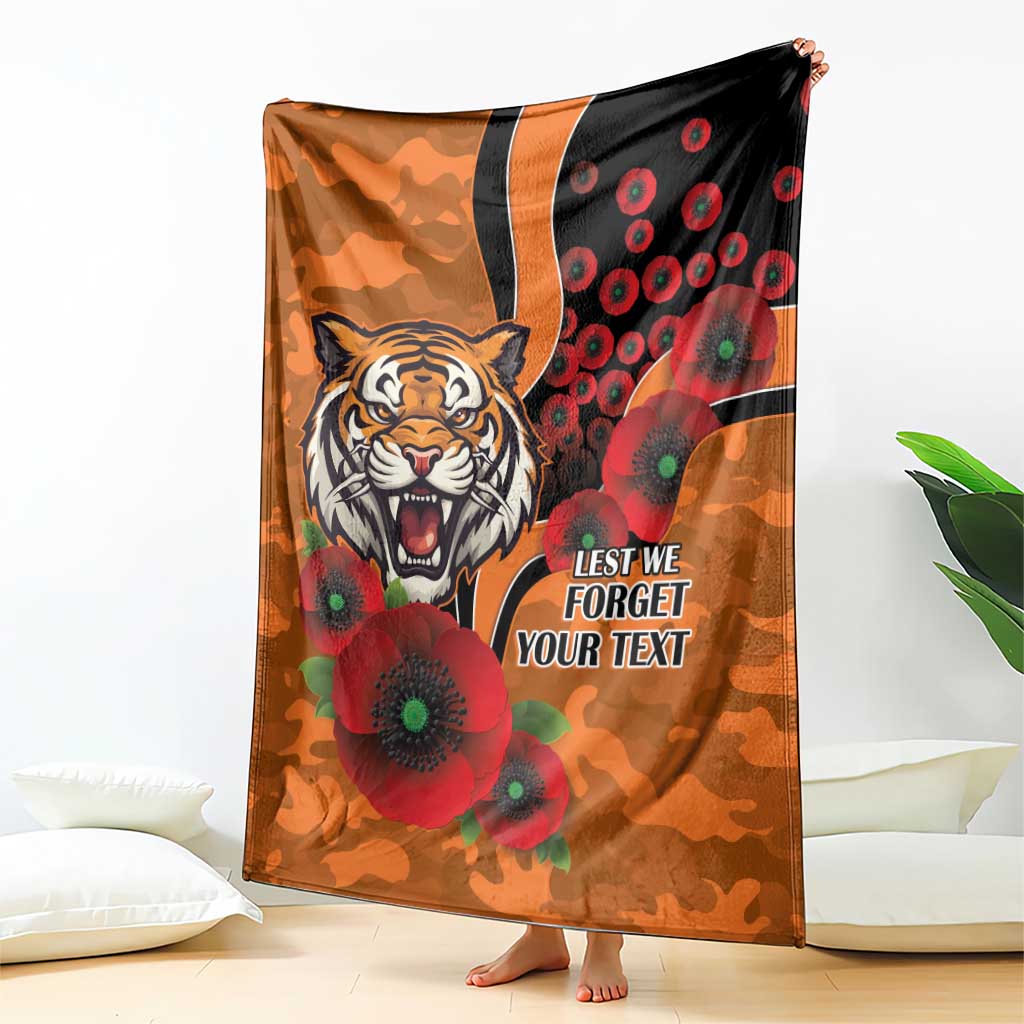 Wests Tigers ANZAC Personalised Blanket Lest We Forget Poppy Camo