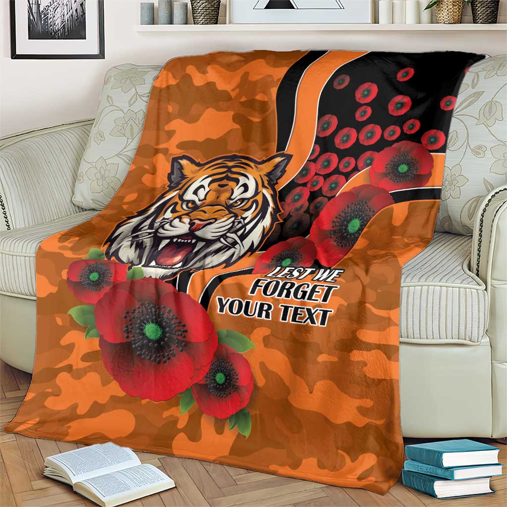 Wests Tigers ANZAC Personalised Blanket Lest We Forget Poppy Camo