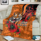 Wests Tigers ANZAC Personalised Blanket Lest We Forget Poppy Camo