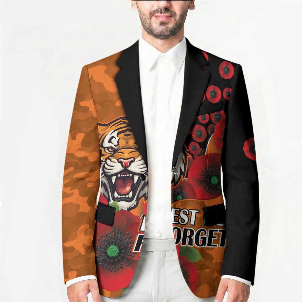 Wests Tigers ANZAC Personalised Blazer Lest We Forget Poppy Camo