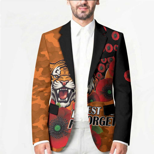 Wests Tigers ANZAC Personalised Blazer Lest We Forget Poppy Camo