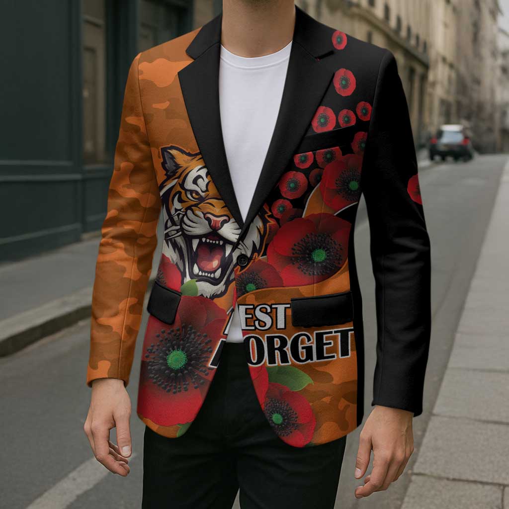 Wests Tigers ANZAC Personalised Blazer Lest We Forget Poppy Camo
